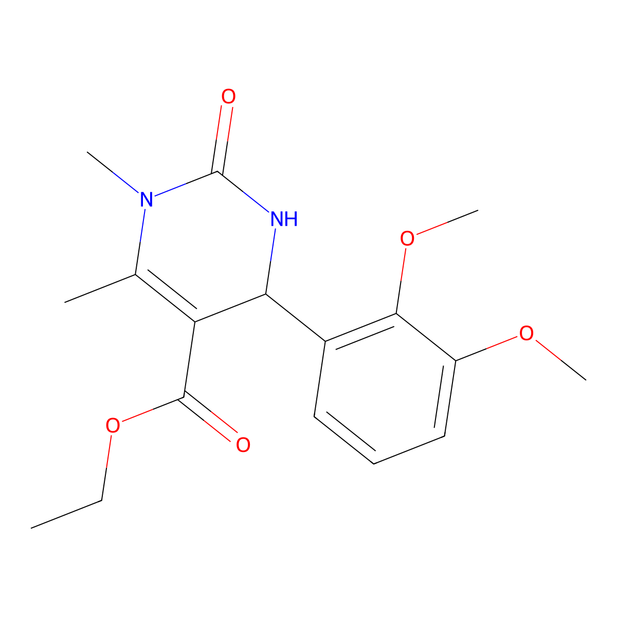 Ethyl 4-(2,3-dimethoxyphenyl)-1,2,3,4-tetrahydro-1,6-dimethyl-2-oxo-5-pyrimidinecarboxylate molecular structure, CAS 219814-76-3
