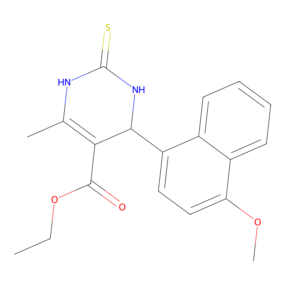 Ethyl 6-(4-methoxynaphthalen-1-yl)-4-methyl-2-sulfanyl-1,6-dihydropyrimidine-5-carboxylate molecular structure, CAS 219815-18-6