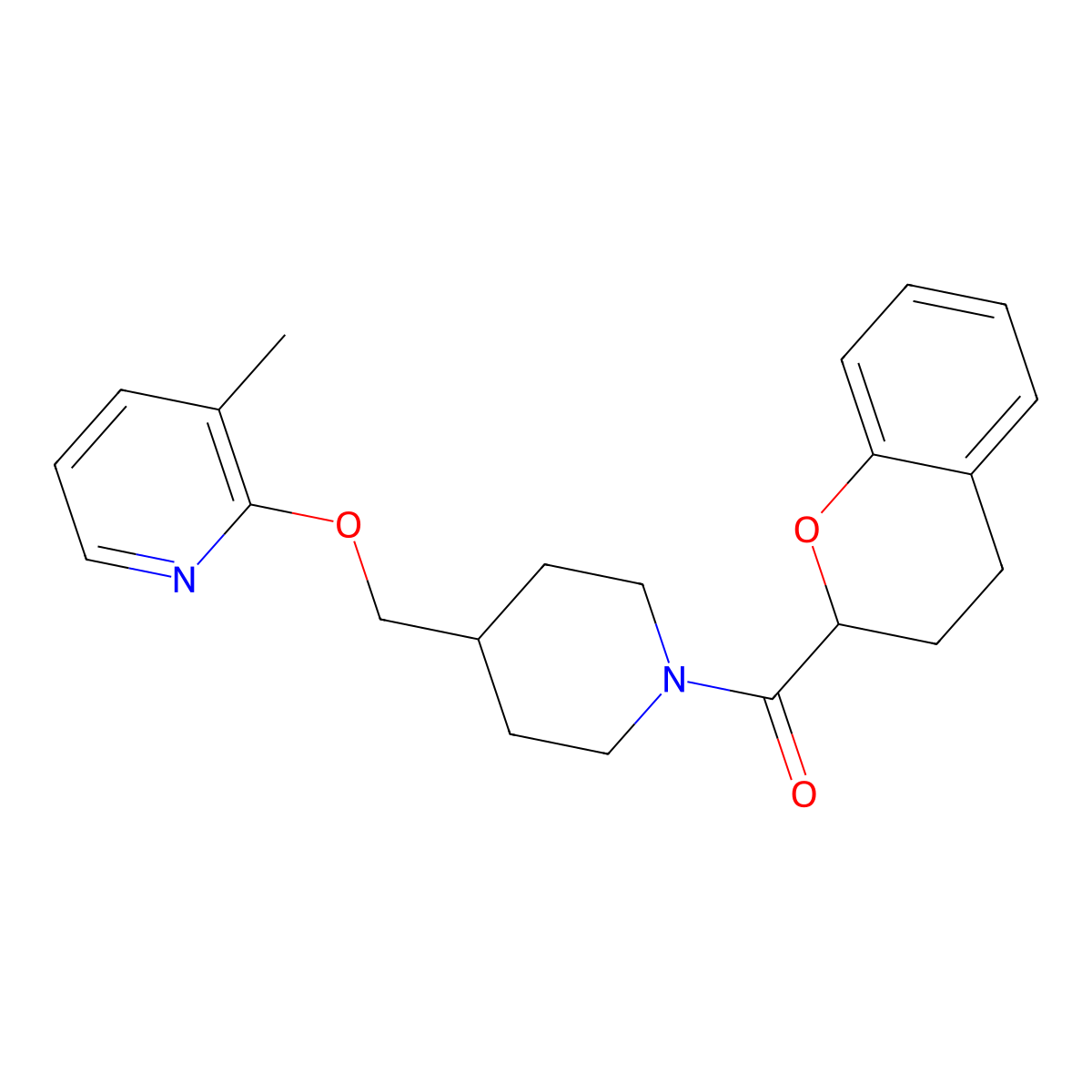 2-{[1-(3,4-dihydro-2H-1-benzopyran-2-carbonyl)piperidin-4-yl]methoxy}-3-methylpyridine molecular structure, CAS 2198155-25-6