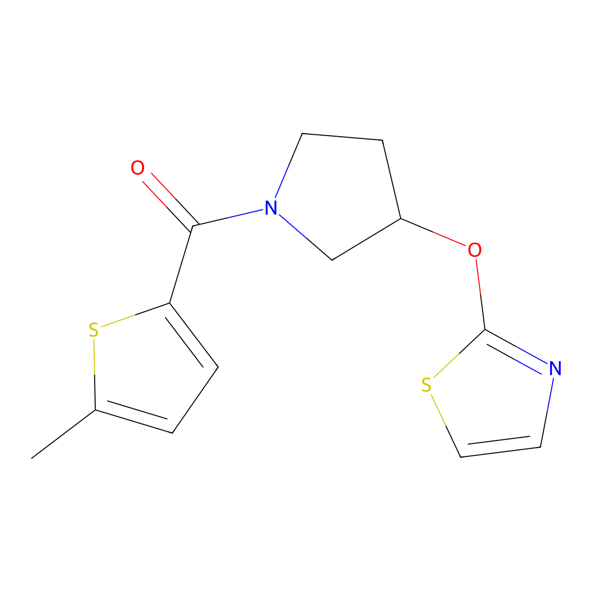 2-{[1-(5-Methylthiophene-2-carbonyl)pyrrolidin-3-yl]oxy}-1,3-thiazole molecular structure, CAS 2198155-91-6