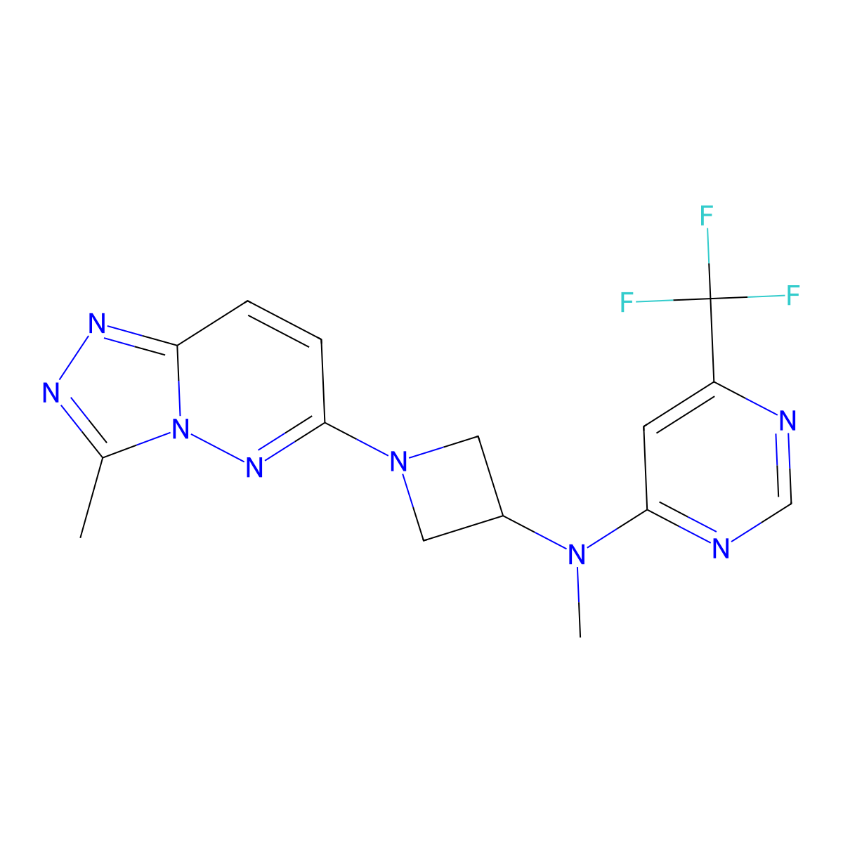 N-methyl-N-(1-{3-methyl-[1,2,4]triazolo[4,3-b]pyridazin-6-yl}azetidin-3-yl)-6-(trifluoromethyl)pyrimidin-4-amine molecular structure, CAS 2198157-17-2