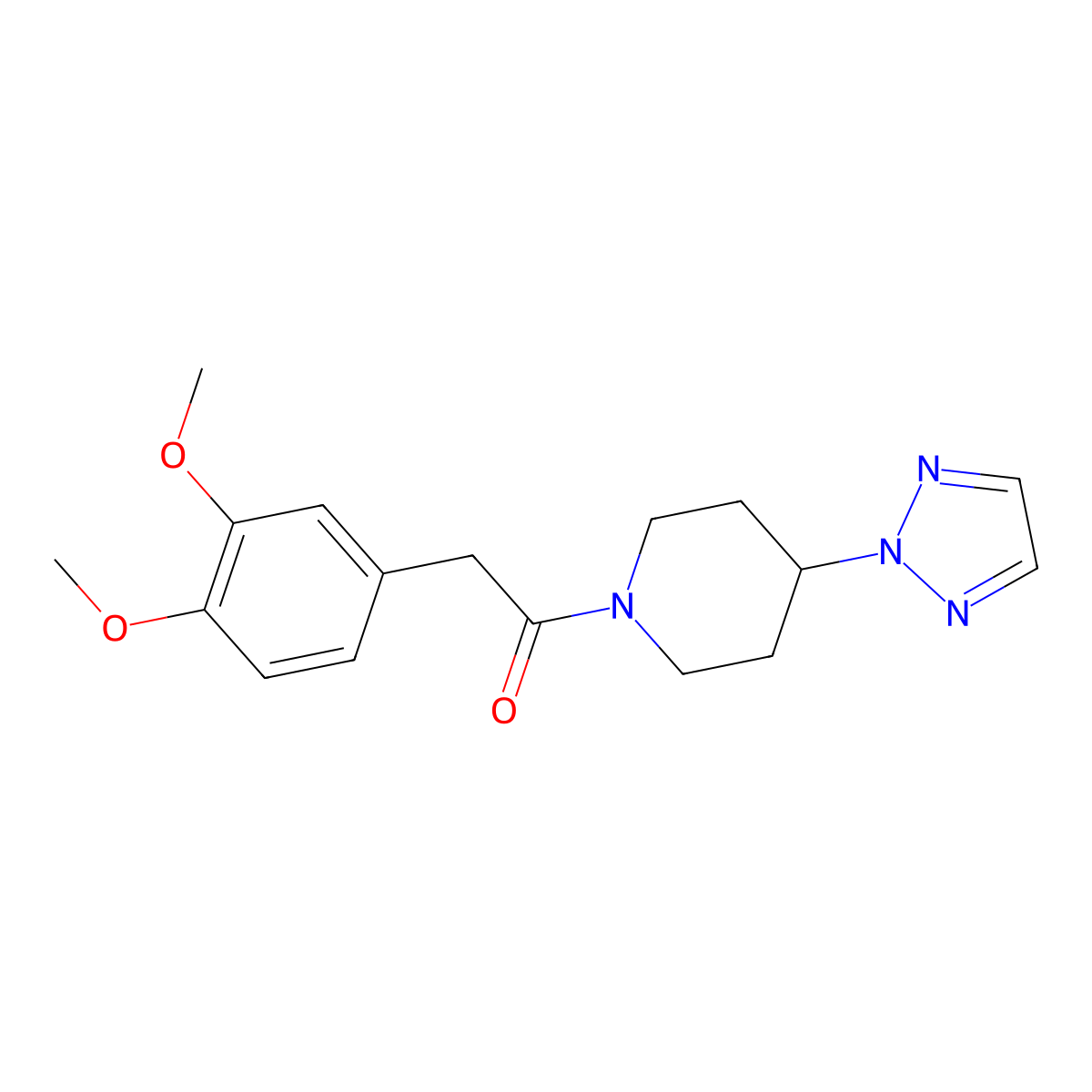 1-(4-(2H-1,2,3-triazol-2-yl)piperidin-1-yl)-2-(3,4-dimethoxyphenyl)ethanone molecular structure, CAS 2198165-14-7