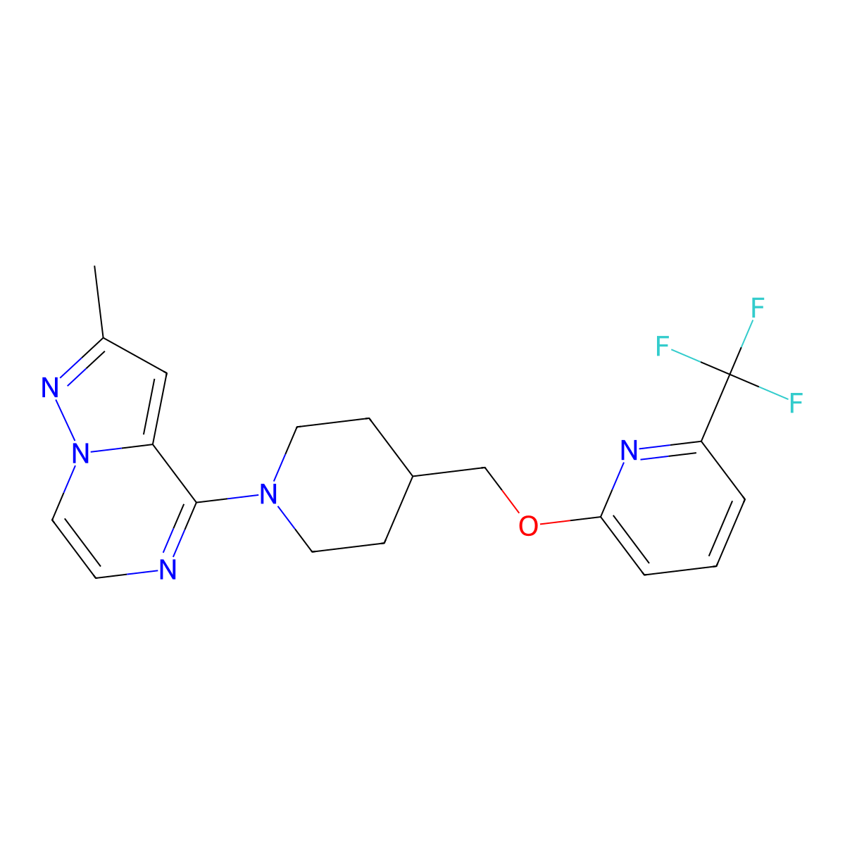 2-[(1-{2-Methylpyrazolo[1,5-a]pyrazin-4-yl}piperidin-4-yl)methoxy]-6-(trifluoromethyl)pyridine molecular structure, CAS 2198166-03-7