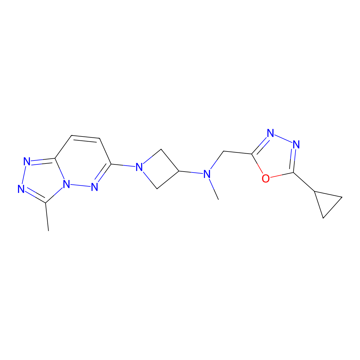 N-[(5-cyclopropyl-1,3,4-oxadiazol-2-yl)methyl]-N-methyl-1-{3-methyl-[1,2,4]triazolo[4,3-b]pyridazin-6-yl}azetidin-3-amine molecular structure, CAS 2198168-23-7