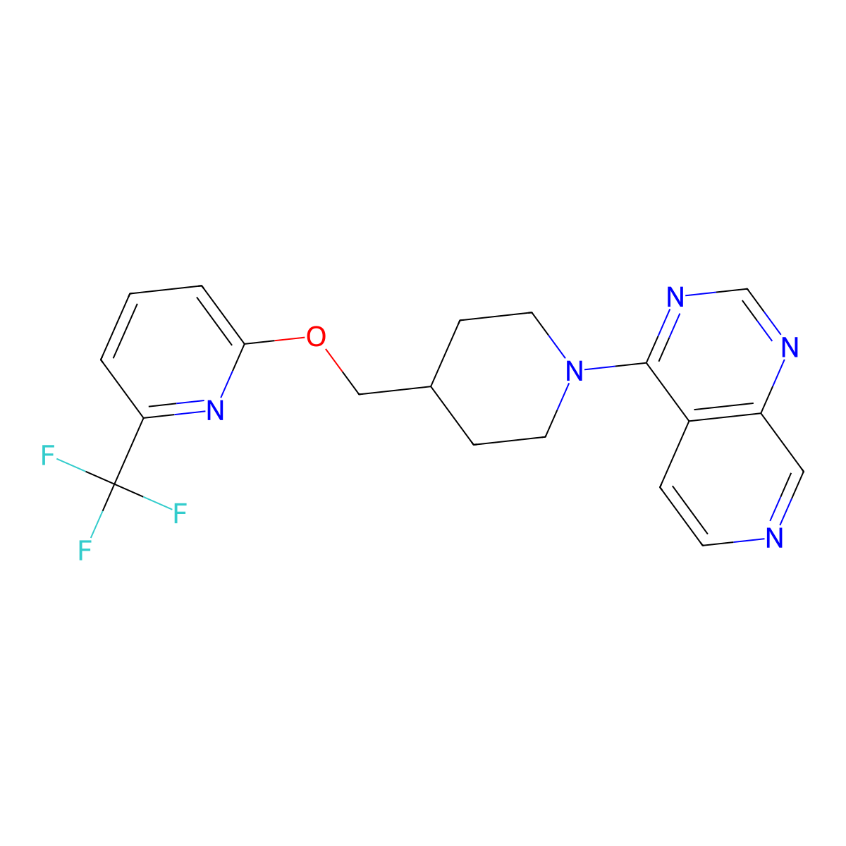 2-[(1-{Pyrido[3,4-d]pyrimidin-4-yl}piperidin-4-yl)methoxy]-6-(trifluoromethyl)pyridine molecular structure, CAS 2198168-70-4