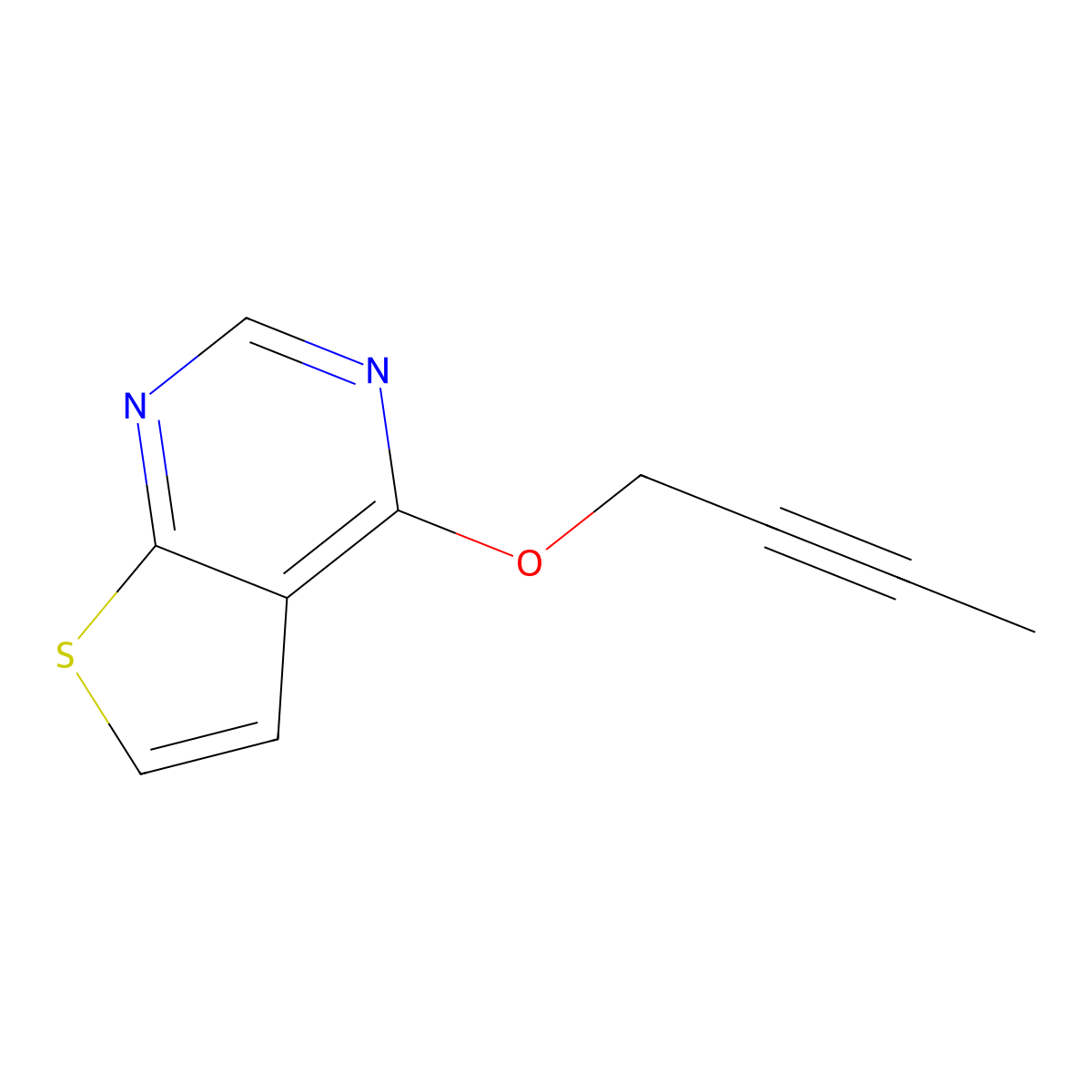 4-(But-2-yn-1-yloxy)thieno[2,3-d]pyrimidine molecular structure, CAS 2198194-24-8