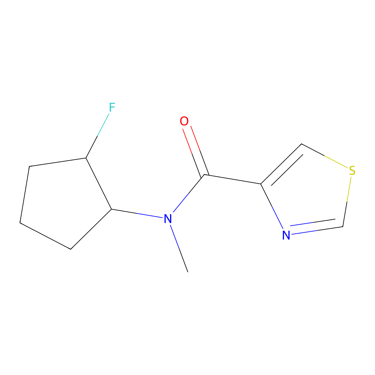 N-(2-fluorocyclopentyl)-N-methyl-1,3-thiazole-4-carboxamide molecular structure, CAS 2198221-24-6