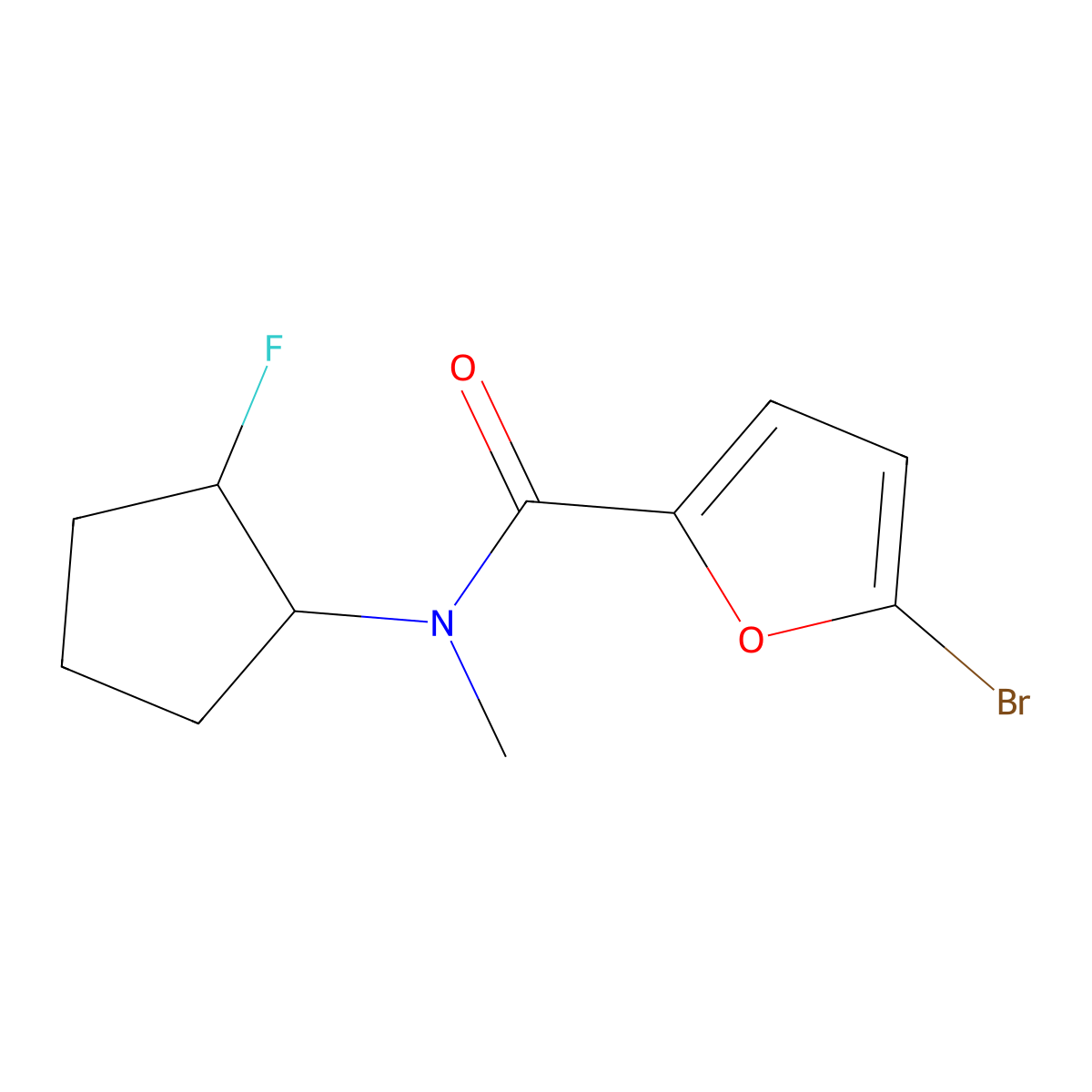 5-bromo-N-(2-fluorocyclopentyl)-N-methylfuran-2-carboxamide molecular structure, CAS 2198221-55-3