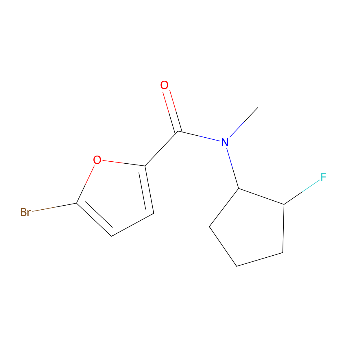 5-bromo-N-(2-fluorocyclopentyl)-N-methylfuran-2-carboxamide molecular structure, CAS 2198221-55-3