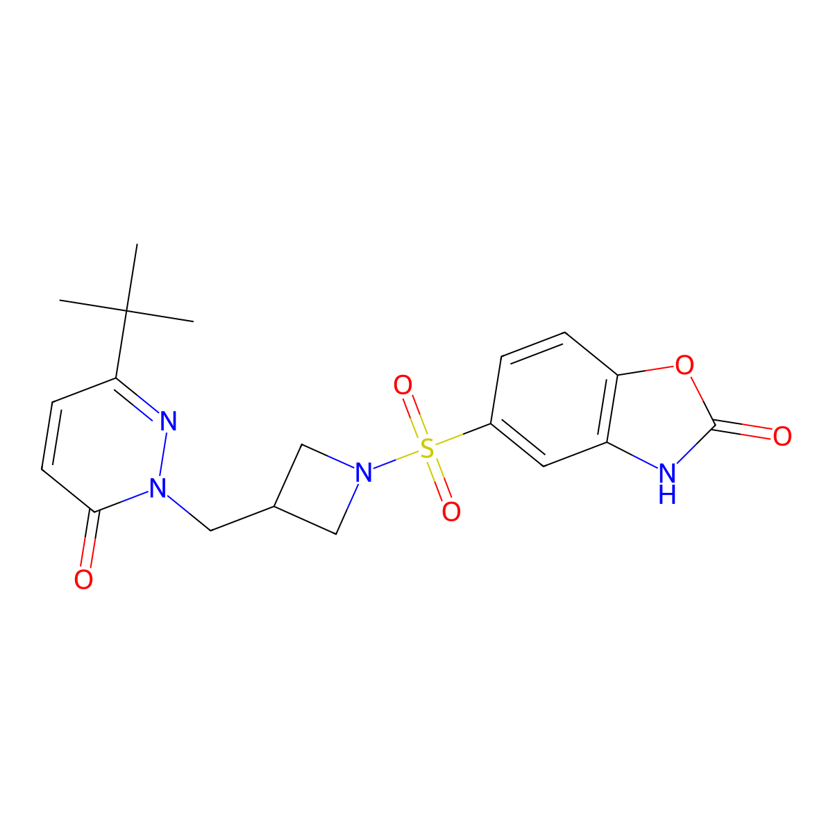 5-({3-[(3-Tert-butyl-6-oxo-1,6-dihydropyridazin-1-yl)methyl]azetidin-1-yl}sulfonyl)-2,3-dihydro-1,3-benzoxazol-2-one molecular structure, CAS 2198228-62-3