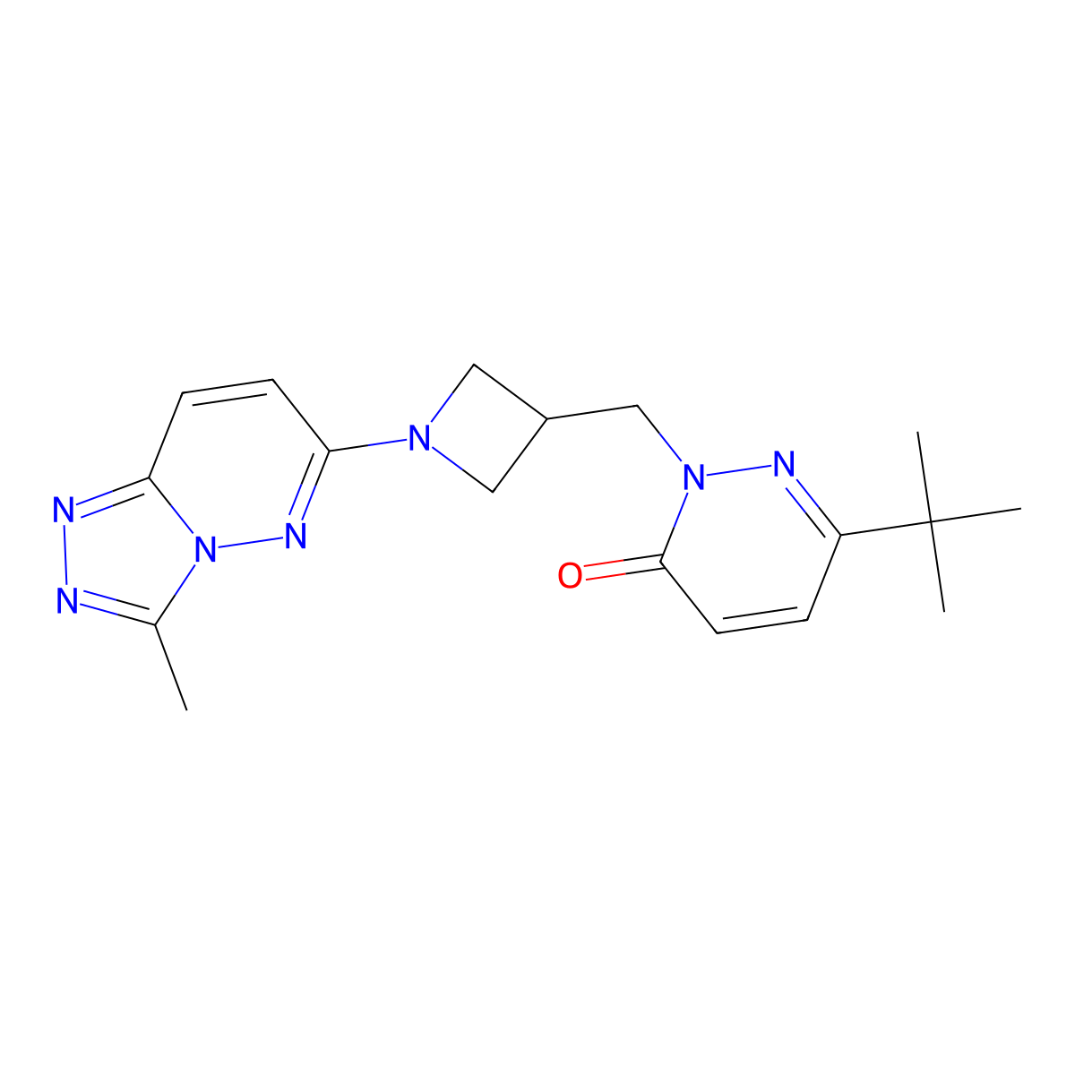6-Tert-butyl-2-[(1-{3-methyl-[1,2,4]triazolo[4,3-b]pyridazin-6-yl}azetidin-3-yl)methyl]-2,3-dihydropyridazin-3-one molecular structure, CAS 2198234-25-0