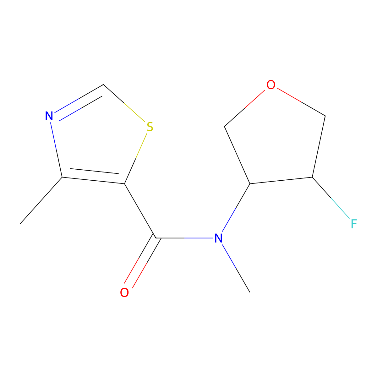 N-(4-fluorooxolan-3-yl)-N,4-dimethyl-1,3-thiazole-5-carboxamide molecular structure, CAS 2198234-49-8