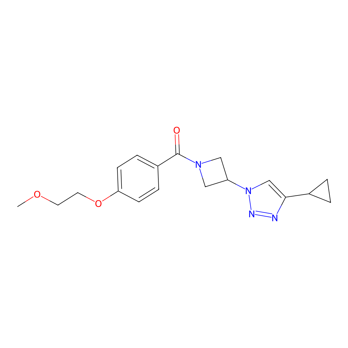 4-cyclopropyl-1-{1-[4-(2-methoxyethoxy)benzoyl]azetidin-3-yl}-1H-1,2,3-triazole molecular structure, CAS 2198236-18-7