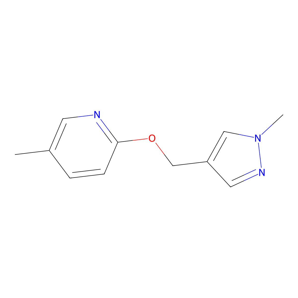 5-methyl-2-[(1-methyl-1H-pyrazol-4-yl)methoxy]pyridine molecular structure, CAS 2198236-41-6