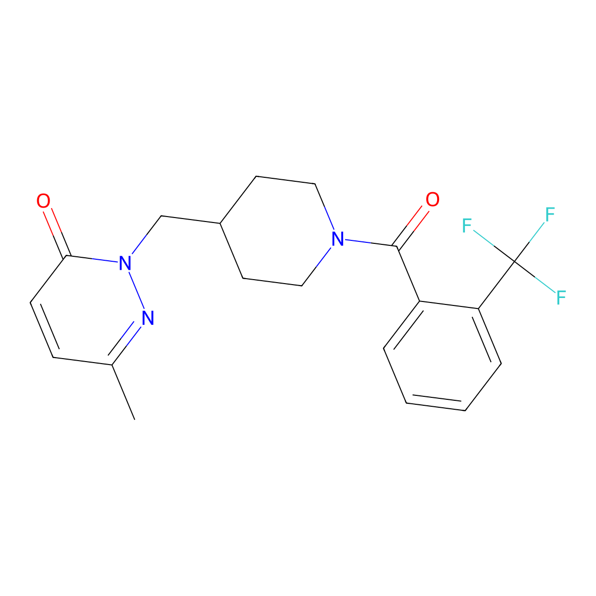 6-Methyl-2-({1-[2-(trifluoromethyl)benzoyl]piperidin-4-yl}methyl)-2,3-dihydropyridazin-3-one molecular structure, CAS 2198240-78-5
