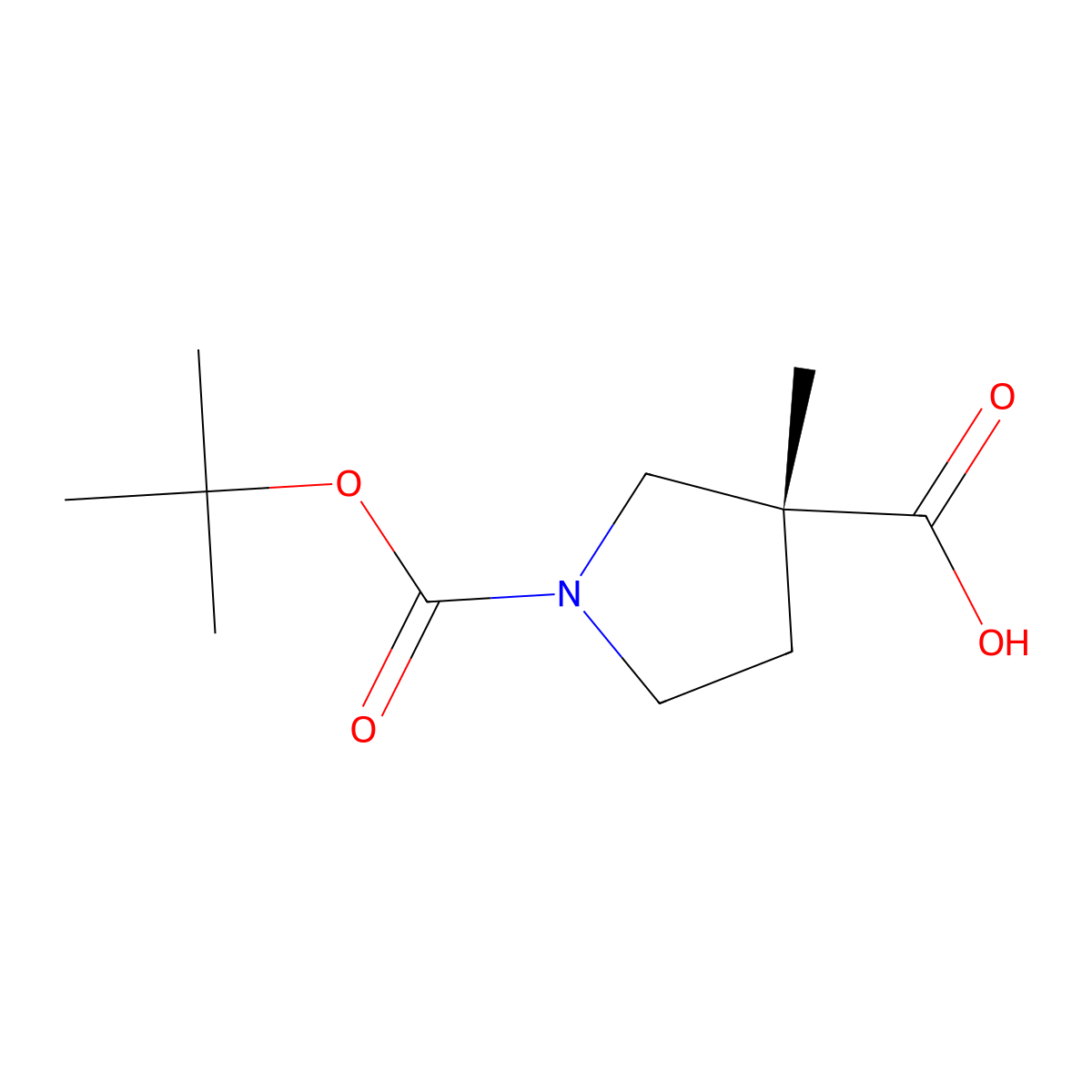 (3R)-1-tert-butoxycarbonyl-3-methyl-pyrrolidine-3-carboxylic acid molecular structure, CAS 2198242-27-0