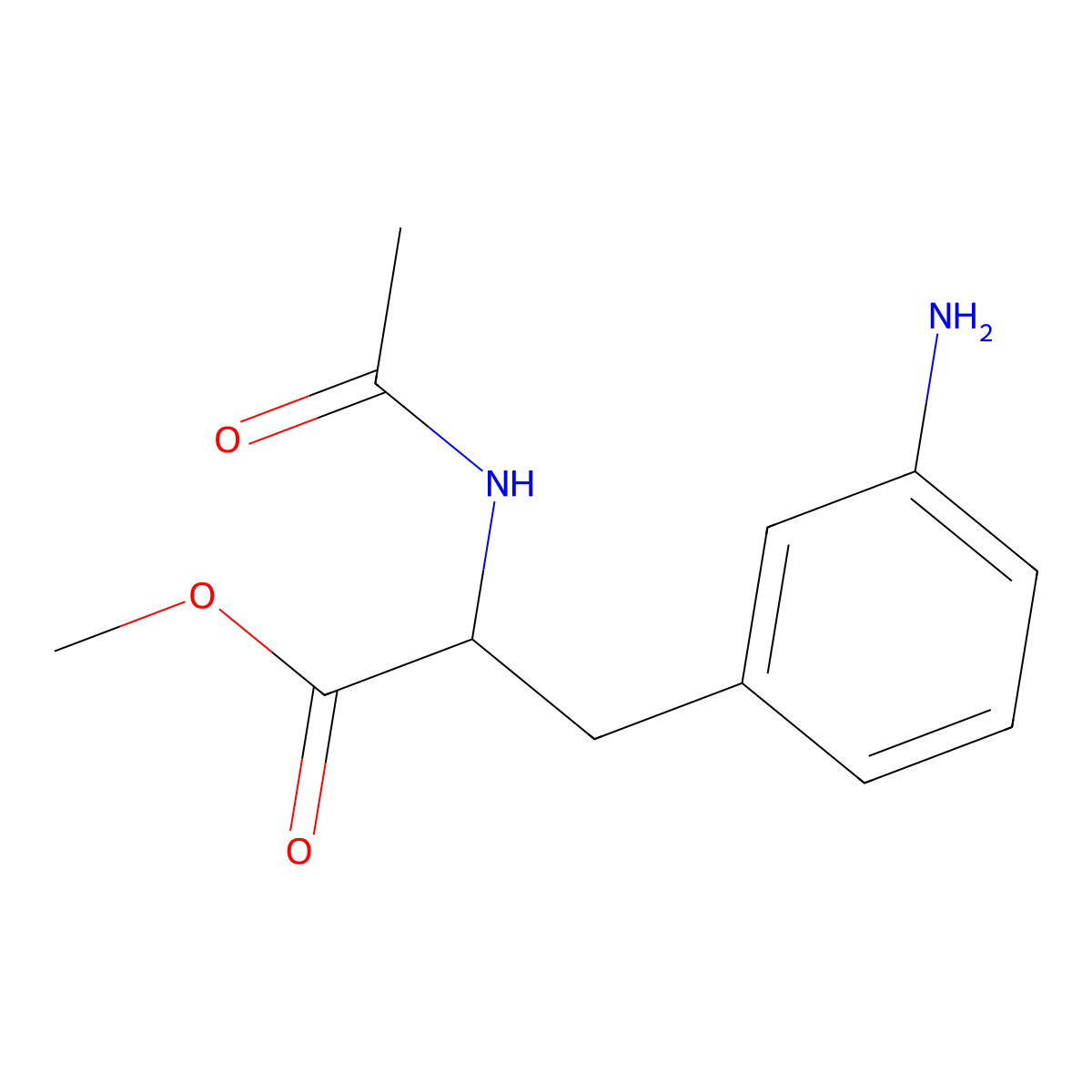 Methyl 3-(3-aminophenyl)-2-acetamidopropanoate molecular structure, CAS 219826-11-6