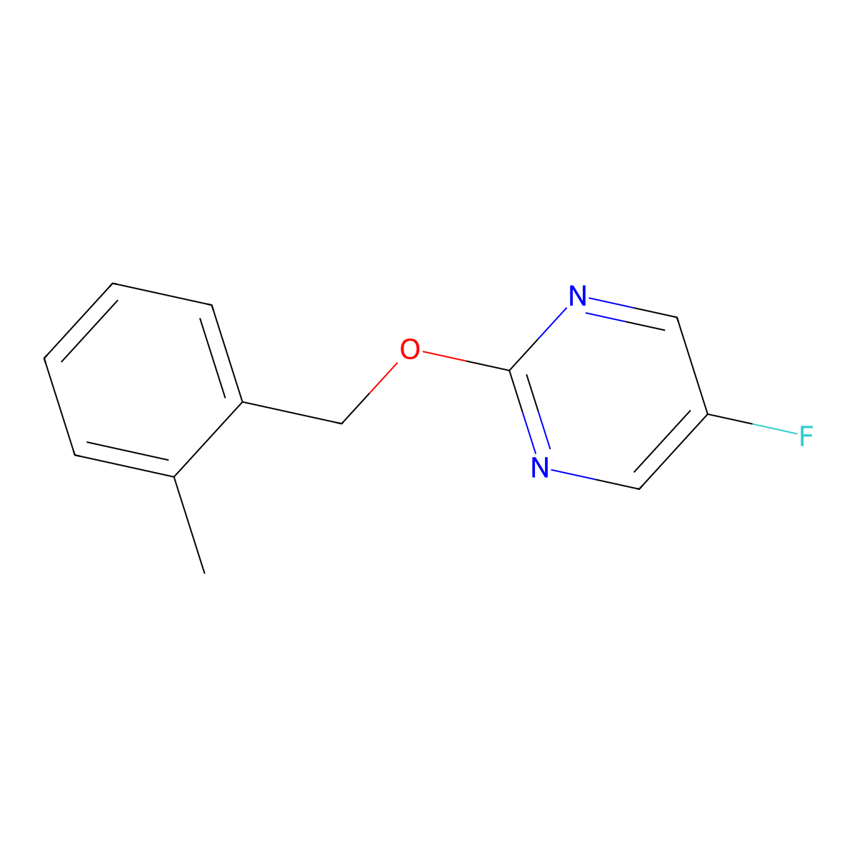 5-Fluoro-2-[(2-methylphenyl)methoxy]pyrimidine molecular structure, CAS 2198265-94-8