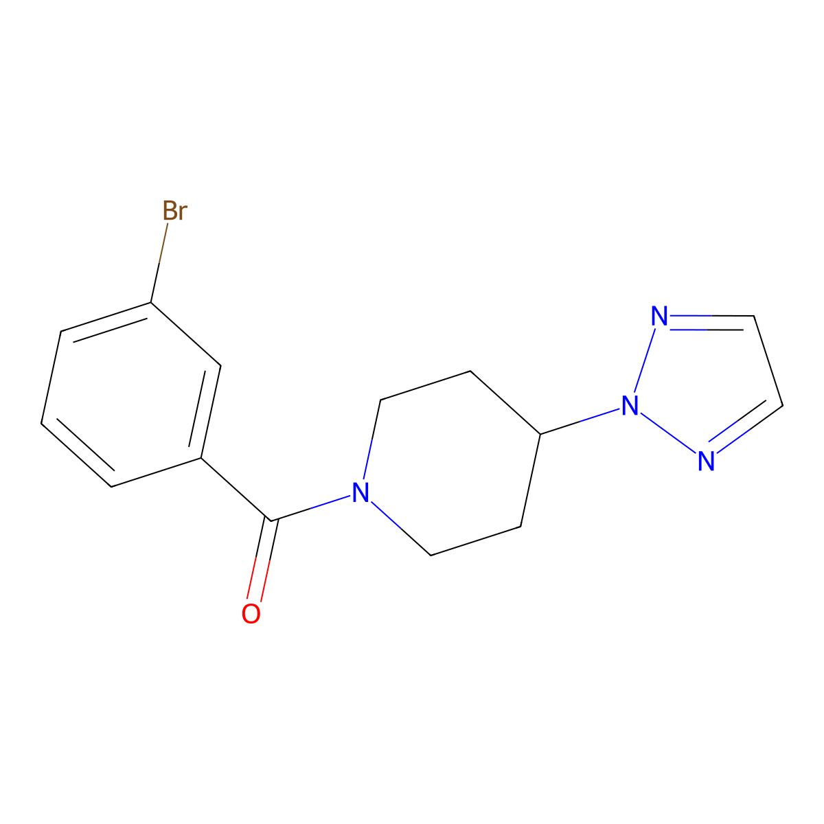 (4-(2H-1,2,3-triazol-2-yl)piperidin-1-yl)(3-bromophenyl)methanone molecular structure, CAS 2198295-85-9