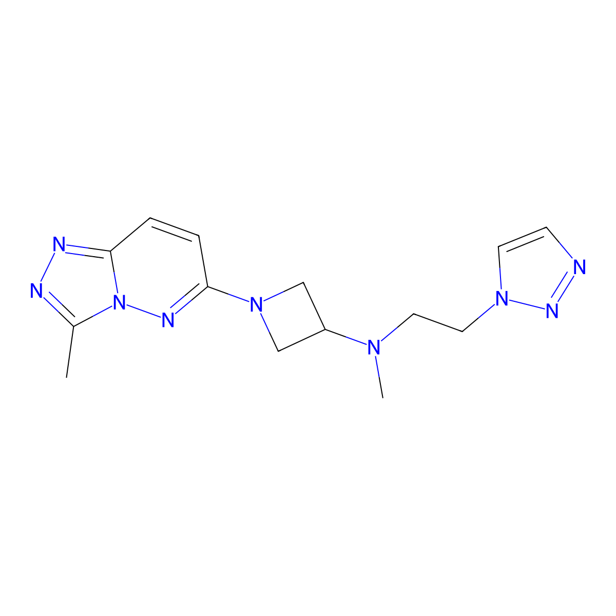 N-methyl-1-{3-methyl-[1,2,4]triazolo[4,3-b]pyridazin-6-yl}-N-[2-(1H-1,2,3-triazol-1-yl)ethyl]azetidin-3-amine molecular structure, CAS 2198296-26-1