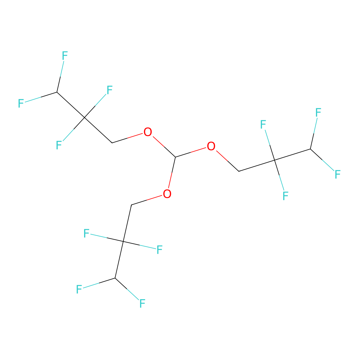 Tris(2,2,3,3-tetrafluoropropyl)orthoformate molecular structure, CAS 21983-88-0