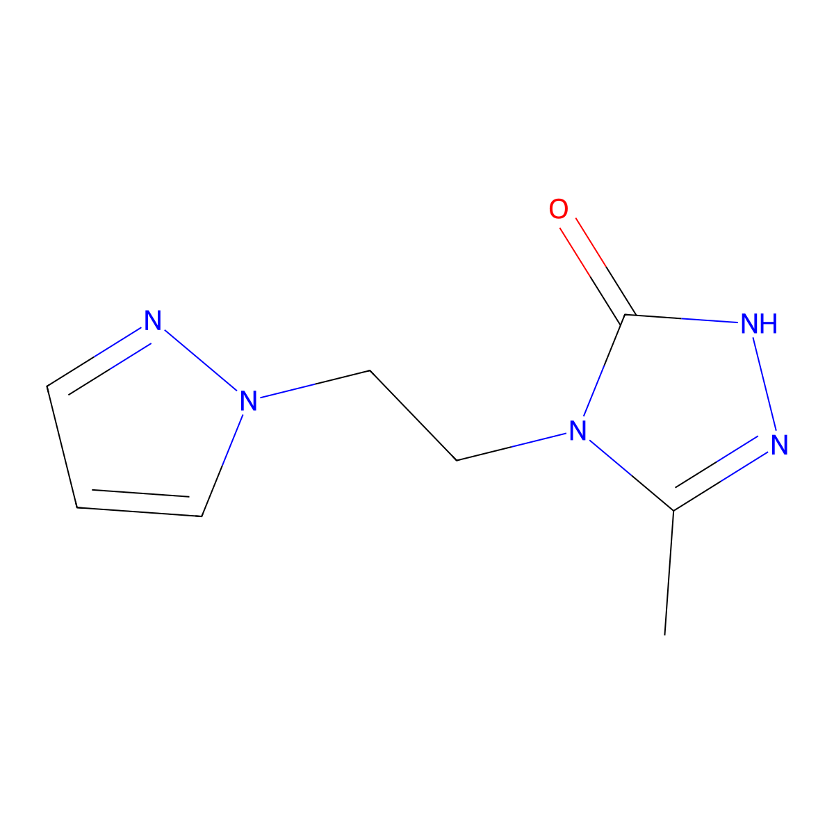 3-methyl-4-[2-(1H-pyrazol-1-yl)ethyl]-4,5-dihydro-1H-1,2,4-triazol-5-one molecular structure, CAS 2198300-46-6