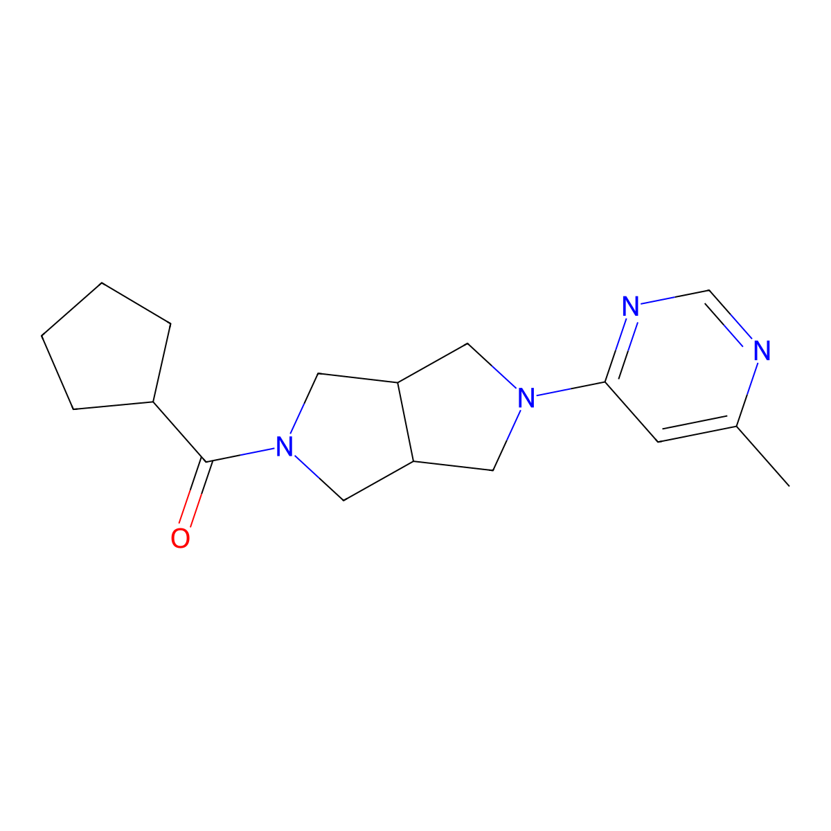 4-{5-Cyclopentanecarbonyl-octahydropyrrolo[3,4-c]pyrrol-2-yl}-6-methylpyrimidine molecular structure, CAS 2198300-47-7