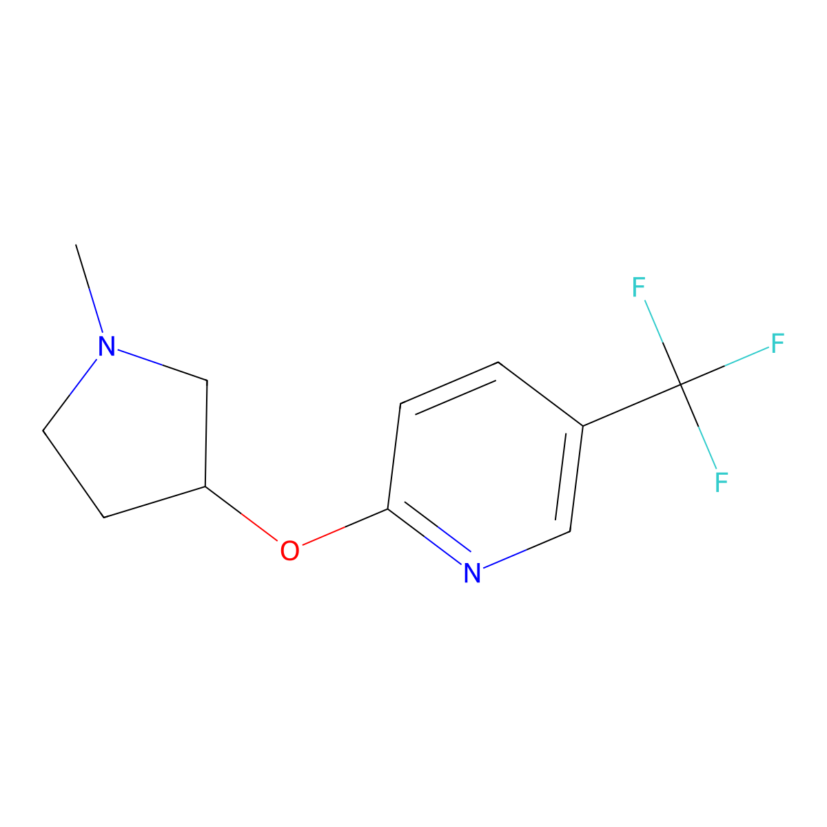 2-[(1-Methylpyrrolidin-3-yl)oxy]-5-(trifluoromethyl)pyridine molecular structure, CAS 2198300-80-8