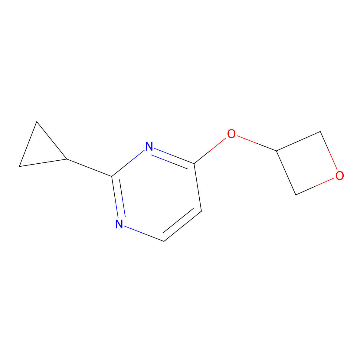 2-Cyclopropyl-4-(oxetan-3-yloxy)pyrimidine molecular structure, CAS 2198300-90-0