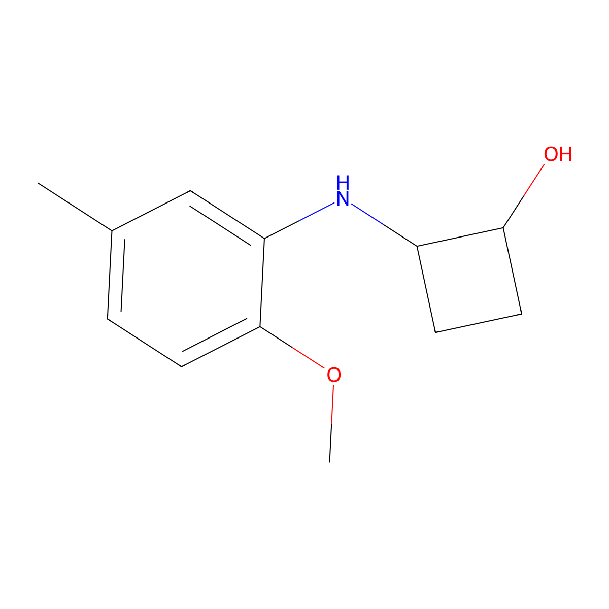 2-[(2-Methoxy-5-methylphenyl)amino]cyclobutan-1-ol molecular structure, CAS 2198301-12-9