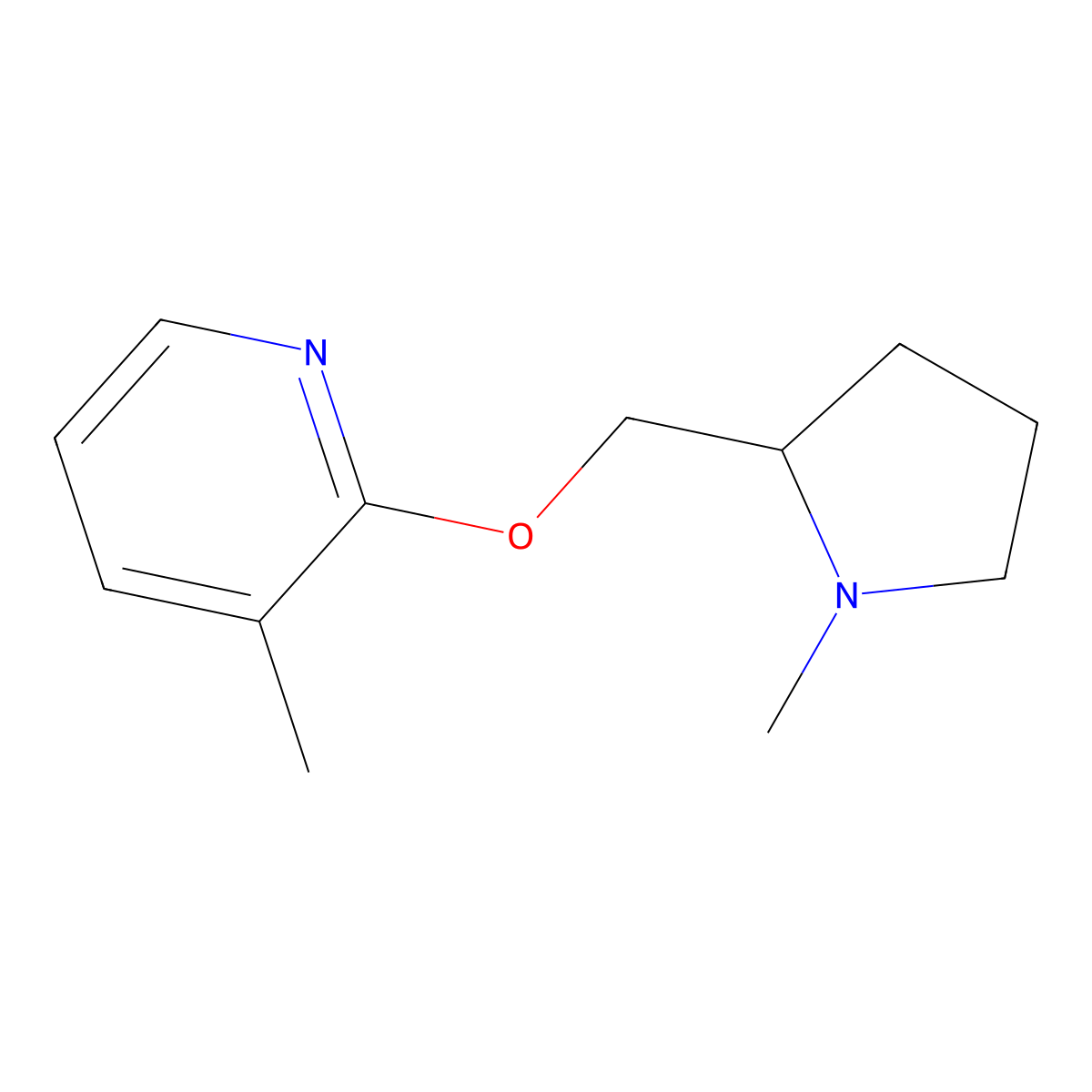 3-Methyl-2-[(1-methylpyrrolidin-2-yl)methoxy]pyridine molecular structure, CAS 2198301-27-6