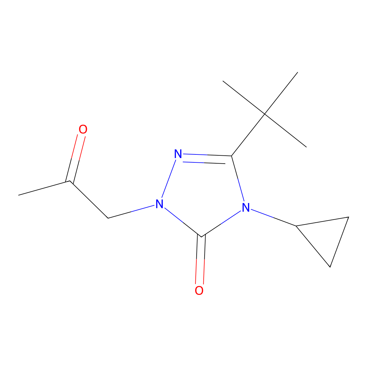 3-tert-butyl-4-cyclopropyl-1-(2-oxopropyl)-4,5-dihydro-1H-1,2,4-triazol-5-one molecular structure, CAS 2198301-62-9