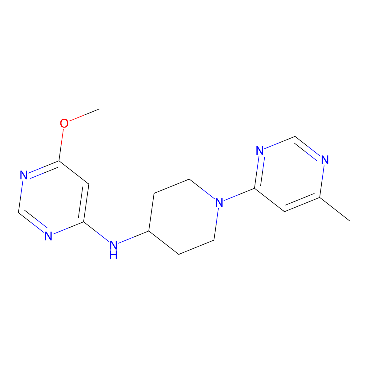 6-methoxy-N-[1-(6-methylpyrimidin-4-yl)piperidin-4-yl]pyrimidin-4-amine molecular structure, CAS 2198303-64-7