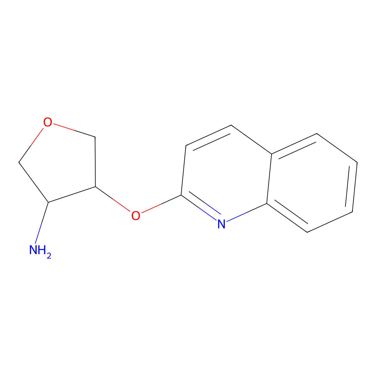 4-(Quinolin-2-yloxy)oxolan-3-amine molecular structure, CAS 2198304-98-0