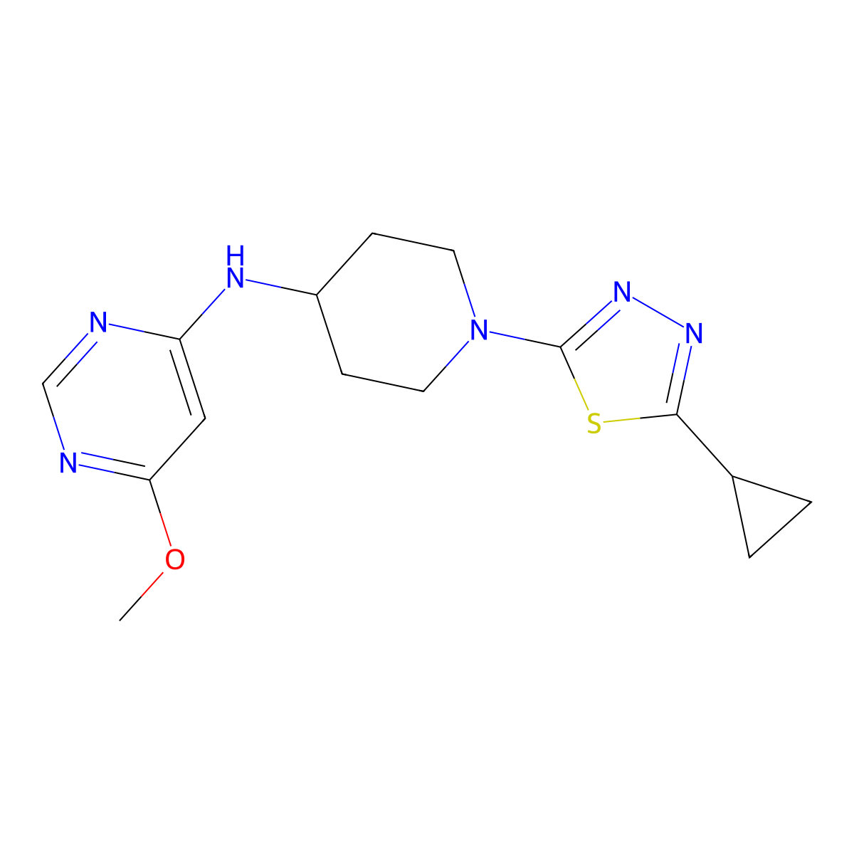 N-[1-(5-cyclopropyl-1,3,4-thiadiazol-2-yl)piperidin-4-yl]-6-methoxypyrimidin-4-amine molecular structure, CAS 2198305-73-4
