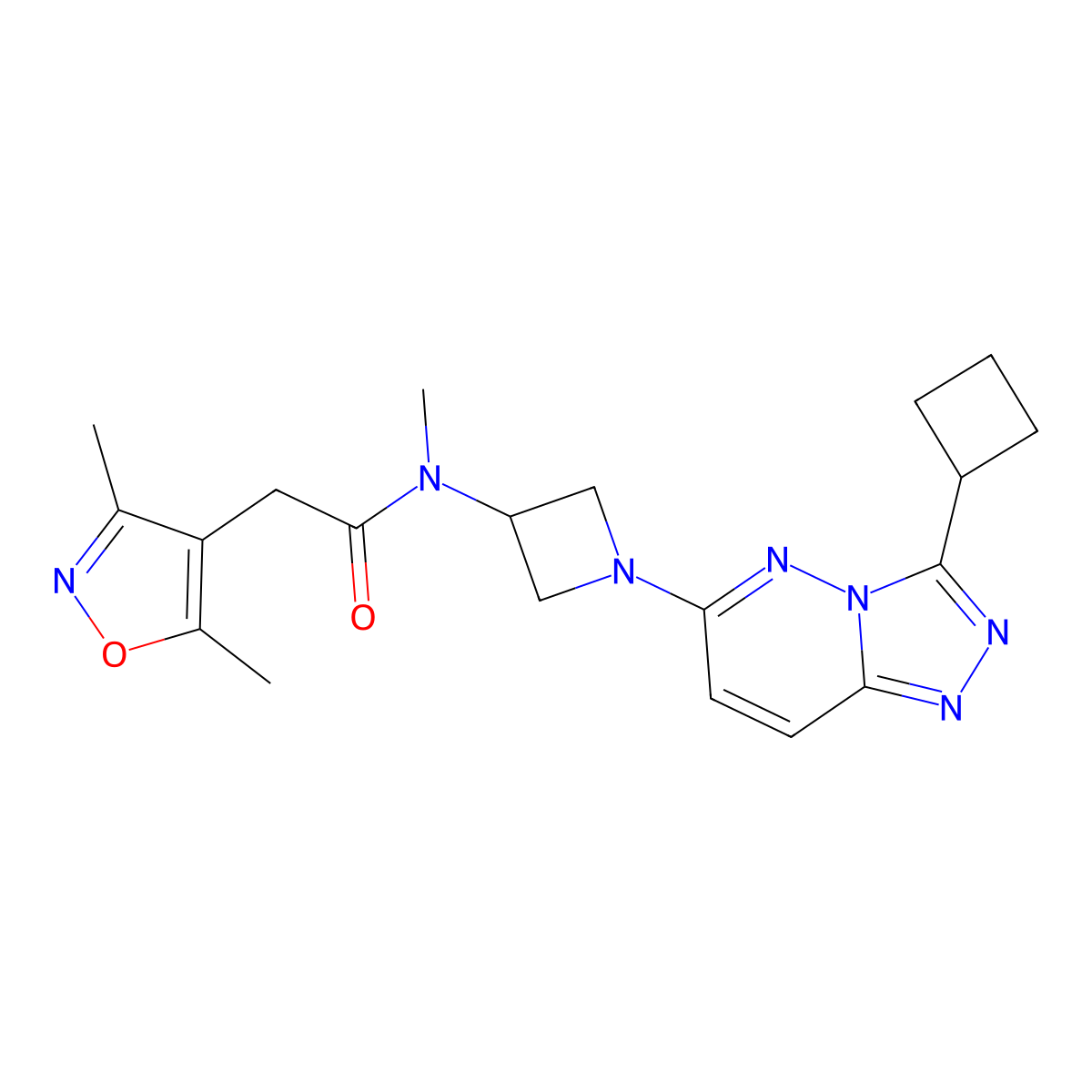 N-(1-{3-cyclobutyl-[1,2,4]triazolo[4,3-b]pyridazin-6-yl}azetidin-3-yl)-2-(3,5-dimethyl-1,2-oxazol-4-yl)-N-methylacetamide molecular structure, CAS 2198308-86-8