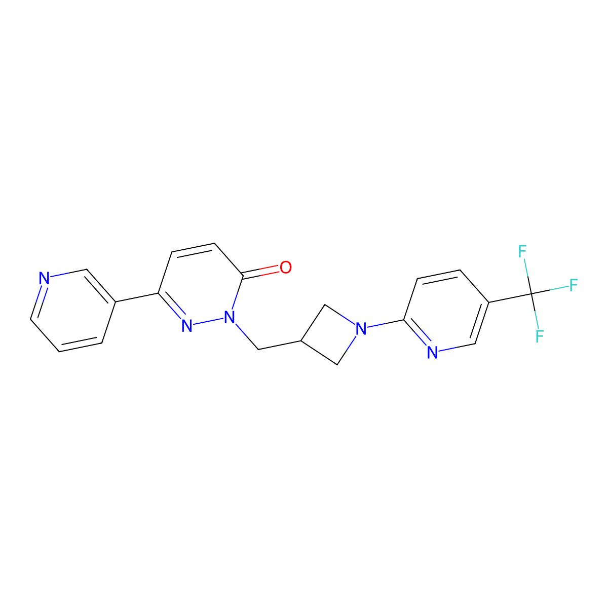 6-(Pyridin-3-yl)-2-({1-[5-(trifluoromethyl)pyridin-2-yl]azetidin-3-yl}methyl)-2,3-dihydropyridazin-3-one molecular structure, CAS 2198333-67-2