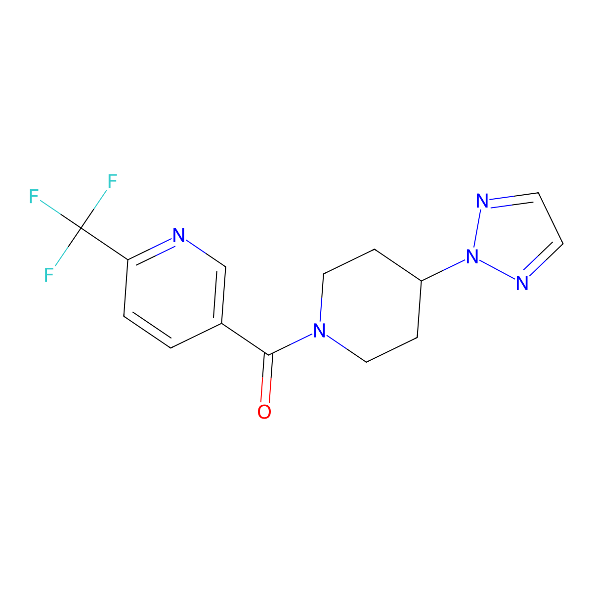 5-[4-(2H-1,2,3-triazol-2-yl)piperidine-1-carbonyl]-2-(trifluoromethyl)pyridine molecular structure, CAS 2198334-96-0