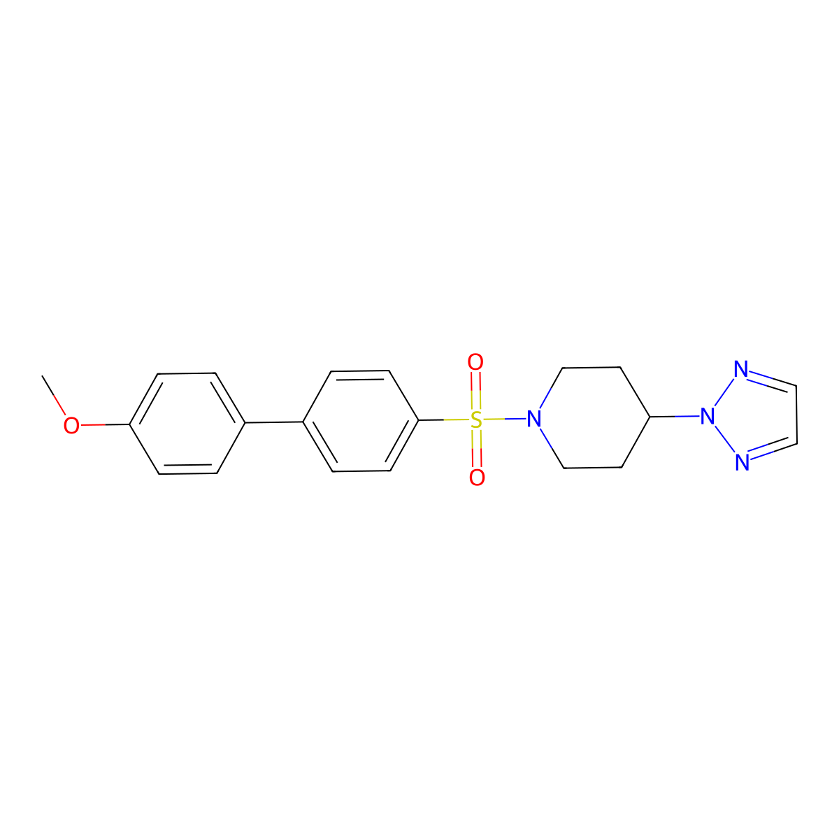 1-({4'-methoxy-[1,1'-biphenyl]-4-yl}sulfonyl)-4-(2H-1,2,3-triazol-2-yl)piperidine molecular structure, CAS 2198335-88-3