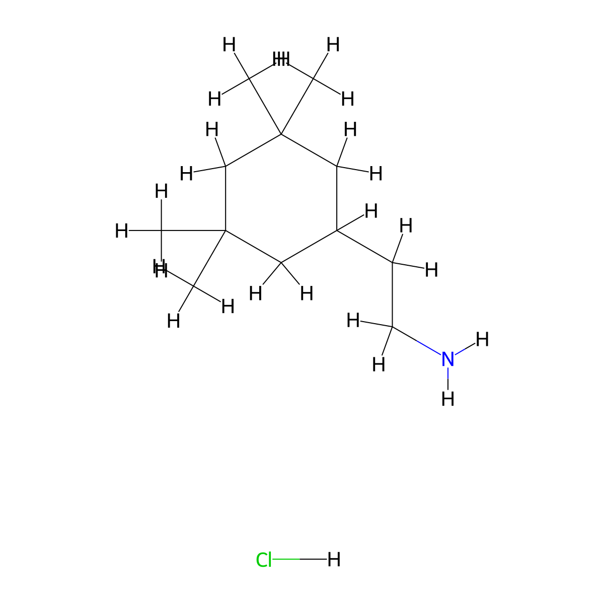 2-(3,3,5,5-Tetramethylcyclohexyl)ethan-1-amine hydrochloride molecular structure, CAS 219835-64-0