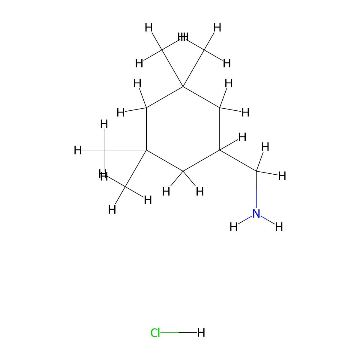 (3,3,5,5-Tetramethylcyclohexyl)methanamine hydrochloride molecular structure, CAS 219835-66-2