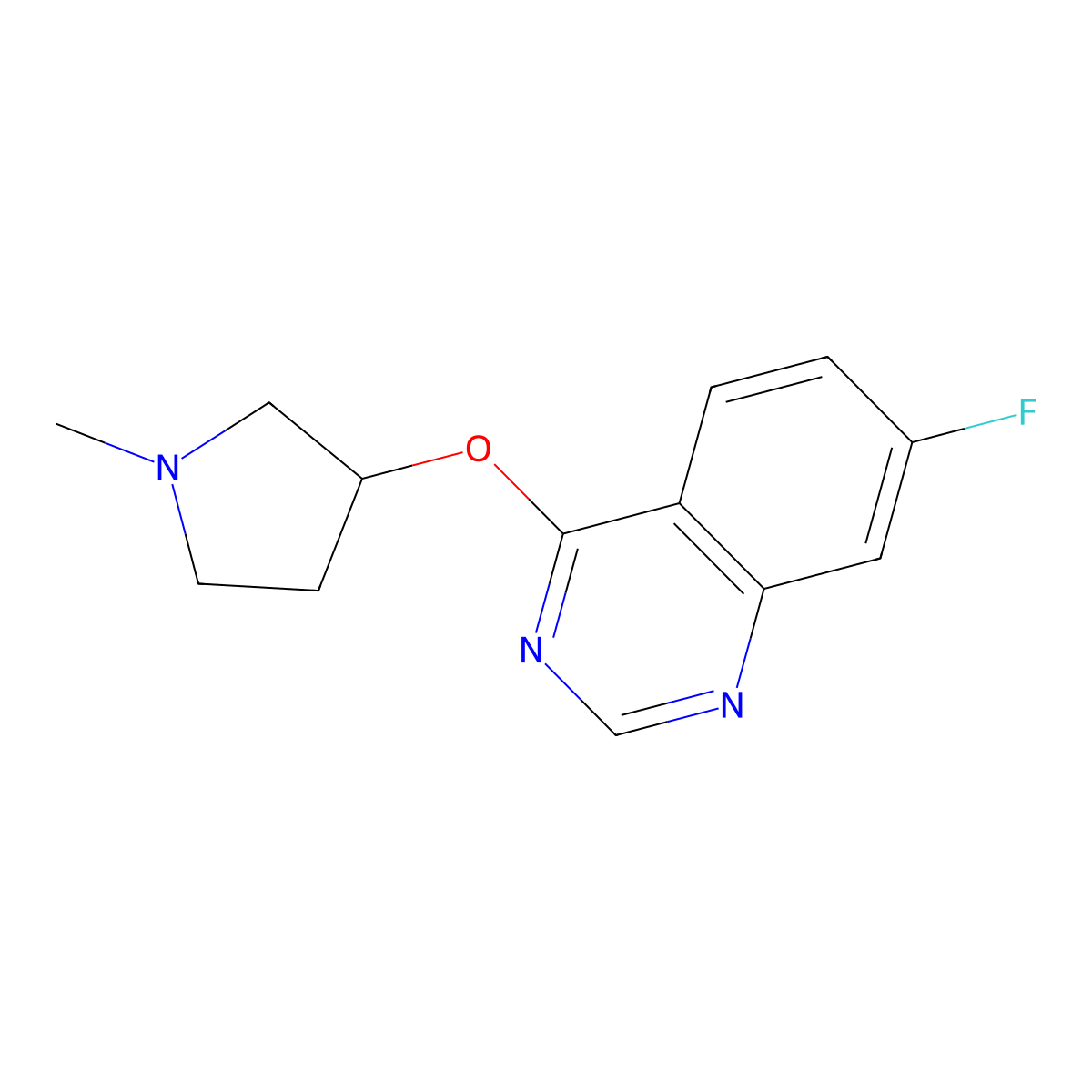 7-Fluoro-4-[(1-methylpyrrolidin-3-yl)oxy]quinazoline molecular structure, CAS 2198358-47-1