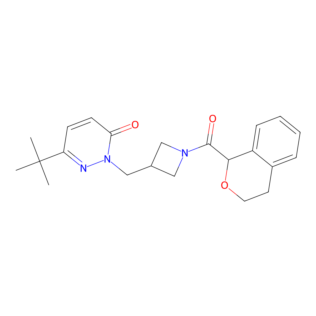 6-tert-butyl-2-{[1-(3,4-dihydro-1H-2-benzopyran-1-carbonyl)azetidin-3-yl]methyl}-2,3-dihydropyridazin-3-one molecular structure, CAS 2198360-77-7