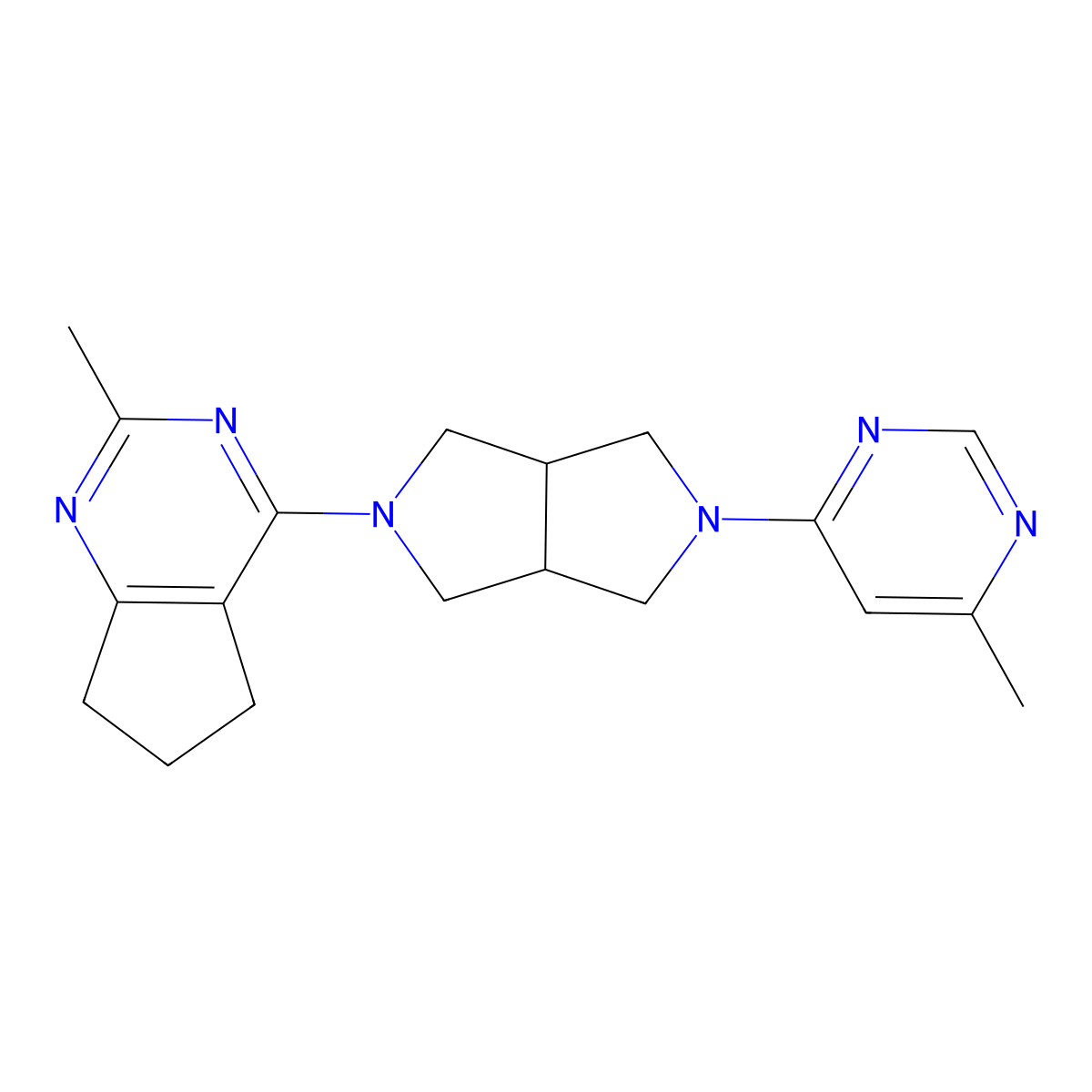 4-methyl-6-(5-{2-methyl-5H,6H,7H-cyclopenta[d]pyrimidin-4-yl}-octahydropyrrolo[3,4-c]pyrrol-2-yl)pyrimidine molecular structure, CAS 2198360-83-5
