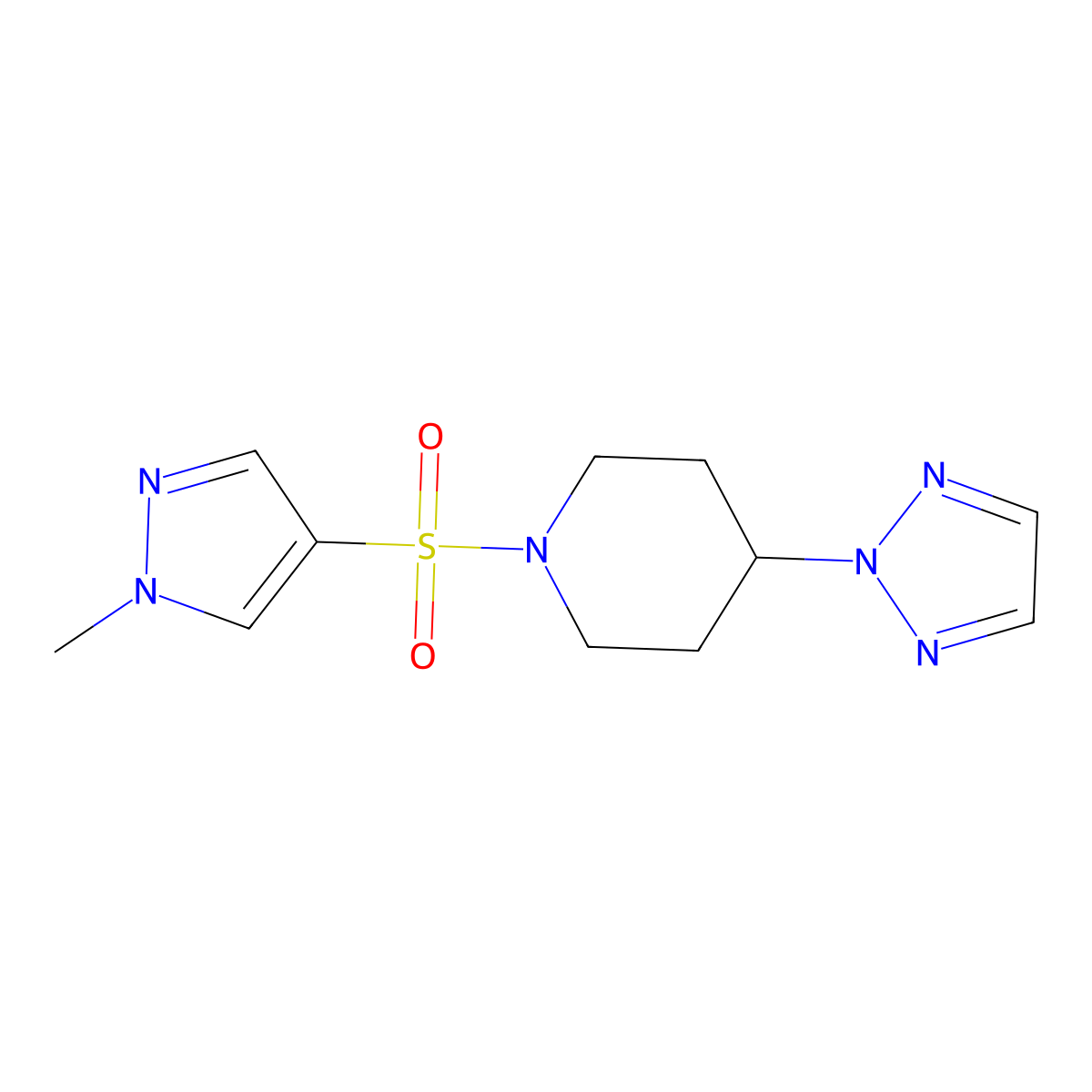 1-[(1-methyl-1H-pyrazol-4-yl)sulfonyl]-4-(2H-1,2,3-triazol-2-yl)piperidine molecular structure, CAS 2198365-17-0