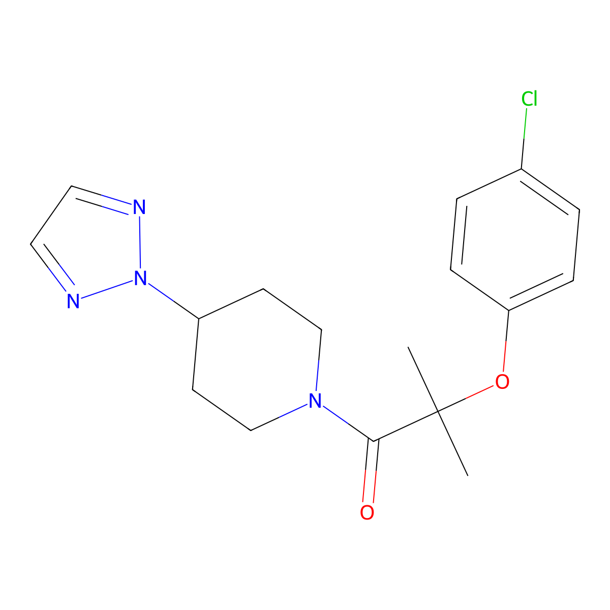 1-(4-(2H-1,2,3-triazol-2-yl)piperidin-1-yl)-2-(4-chlorophenoxy)-2-methylpropan-1-one molecular structure, CAS 2198365-24-9