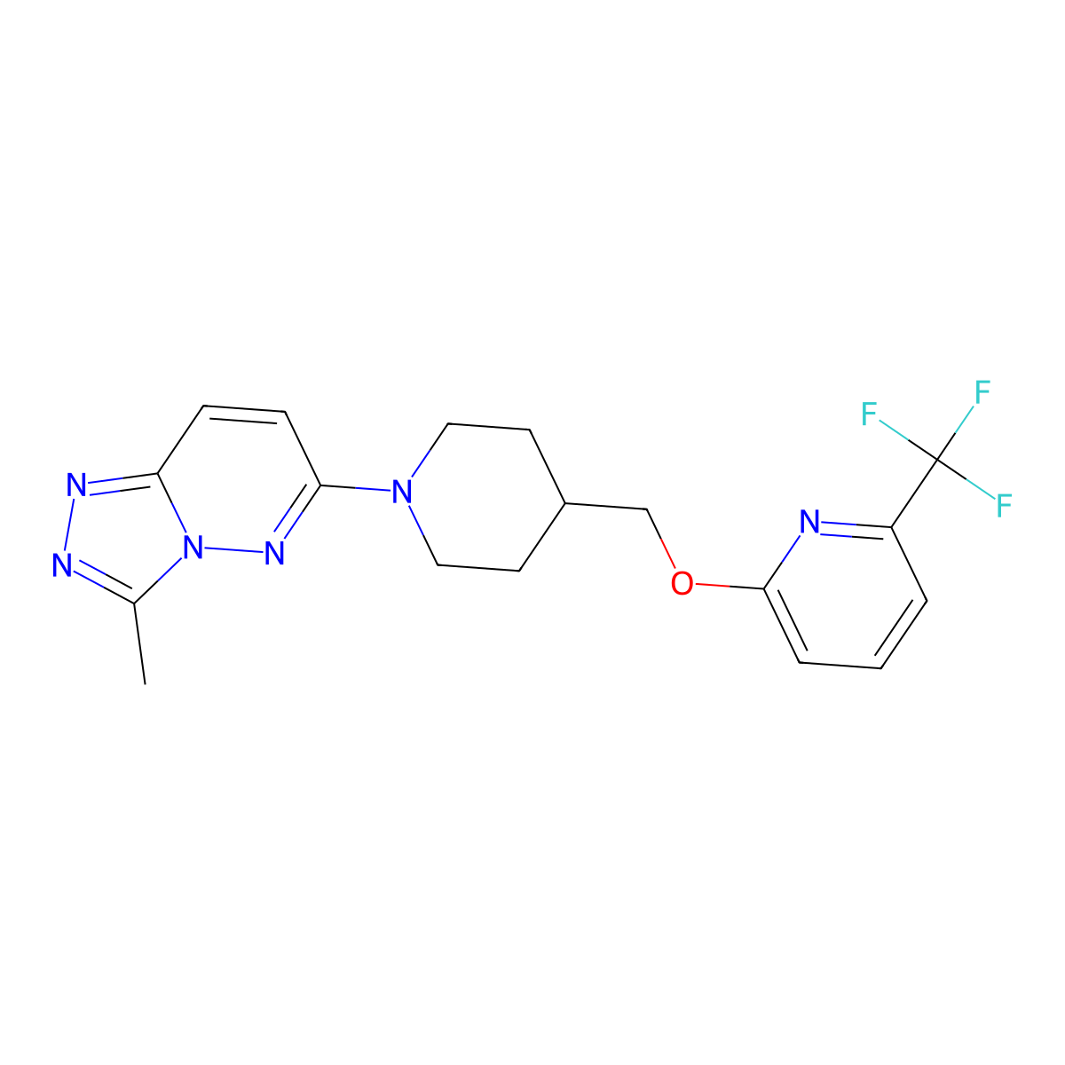2-[(1-{3-Methyl-[1,2,4]triazolo[4,3-b]pyridazin-6-yl}piperidin-4-yl)methoxy]-6-(trifluoromethyl)pyridine molecular structure, CAS 2198366-34-4