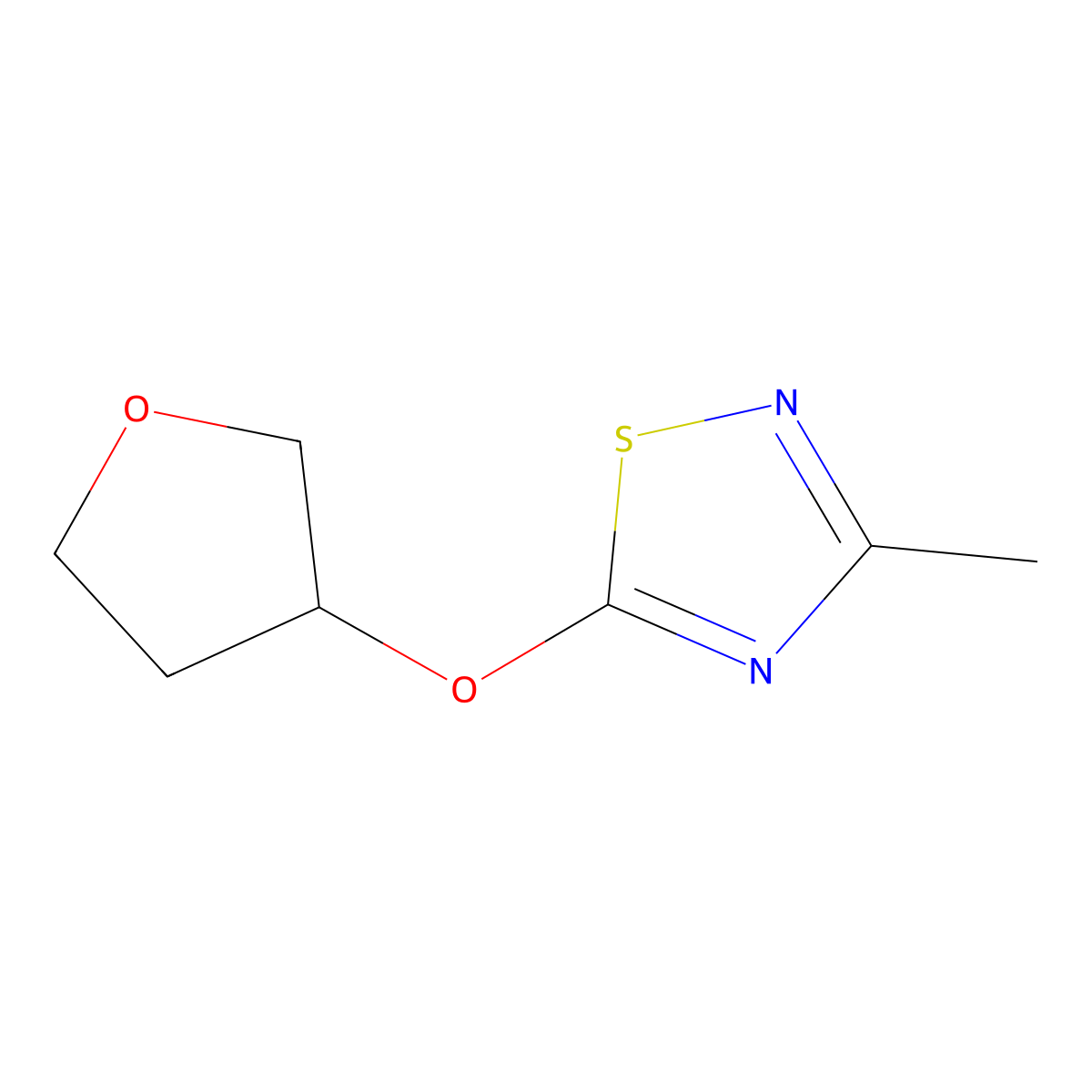 3-Methyl-5-(oxolan-3-yloxy)-1,2,4-thiadiazole molecular structure, CAS 2198367-52-9