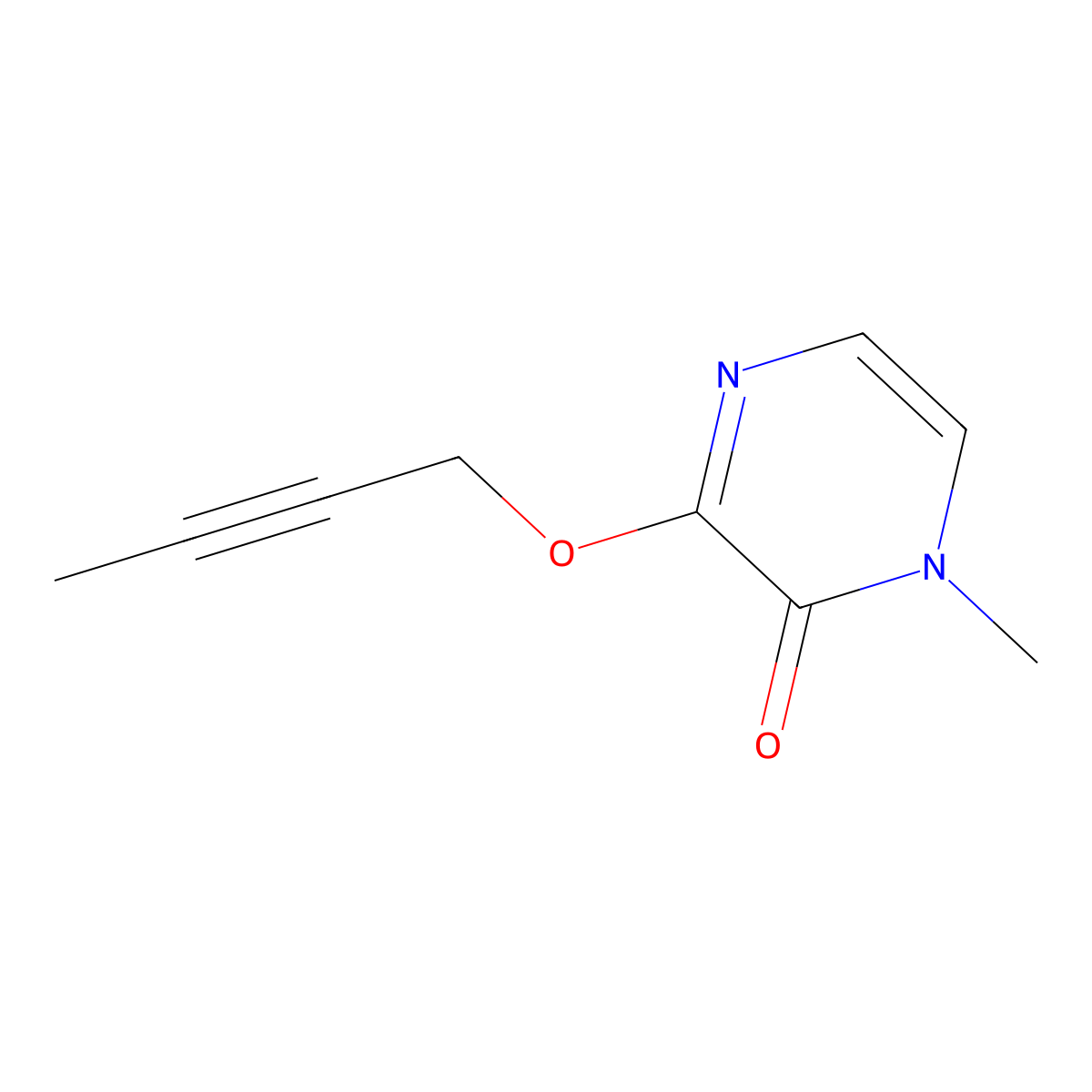 3-(But-2-yn-1-yloxy)-1-methyl-1,2-dihydropyrazin-2-one molecular structure, CAS 2198368-49-7