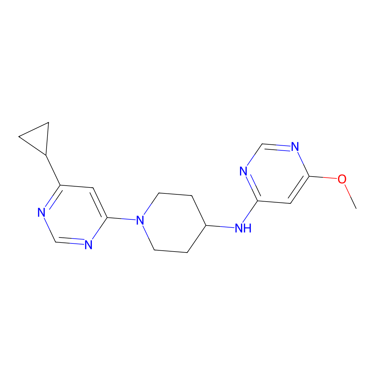 N-[1-(6-cyclopropylpyrimidin-4-yl)piperidin-4-yl]-6-methoxypyrimidin-4-amine molecular structure, CAS 2198372-83-5